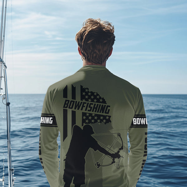 Redfish hunter bowfishing American flag Custom UV sun protection Long sleeve Fishing Shirts jerseys NQS9618