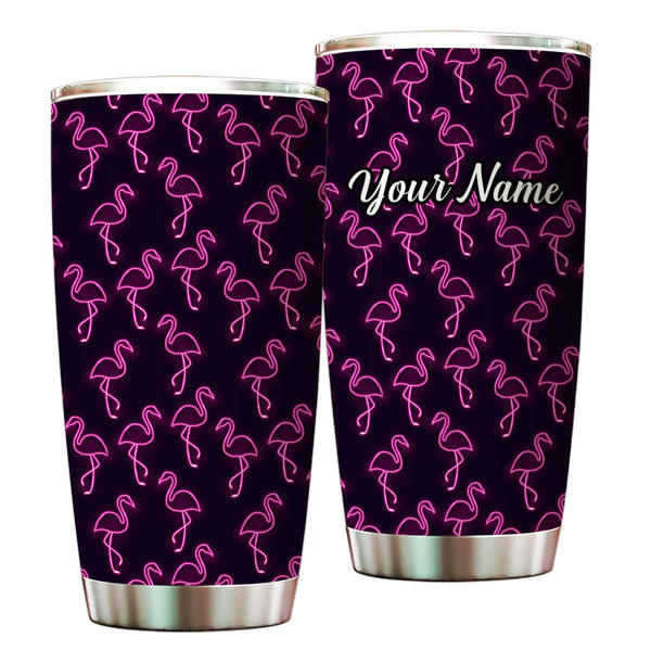 1PC neon pink flamingos pattern Custom Name Tumbler Cup, flamingos Golfing Gifts NQS9917