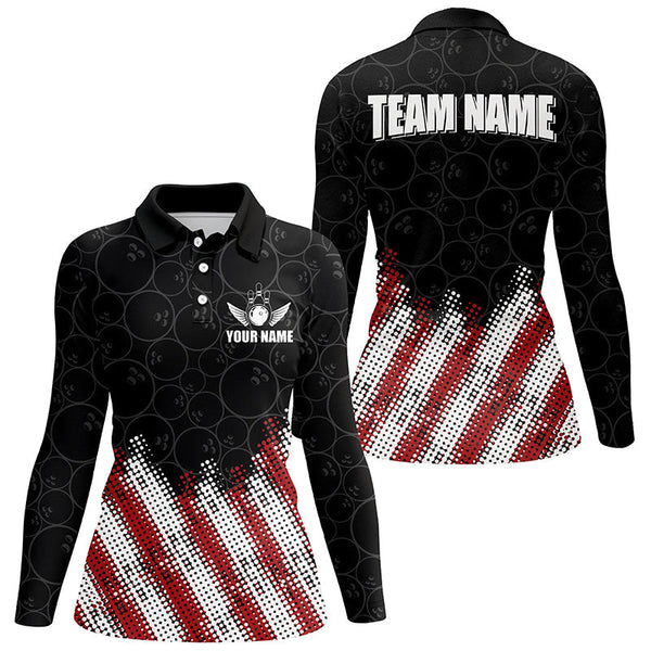 Red, white and black Camo Custom Bowling Polo, 1/4 Quarter zip shirts Team Bowling league jerseys NQS8161