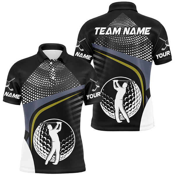Black and White Golf ball custom Mens golf polo shirts, golf attire for men NQS8173