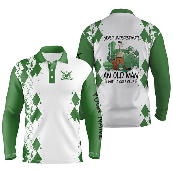 Men golf polo shirts never underestimate an old man with a golf club custom golf shirts for men| Green NQS4828