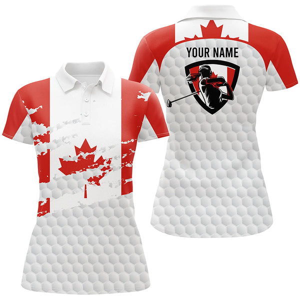 Canadian flag Women golf polo shirts custom ladies golf outfit, personalized patriot team golf shirt NQS7712
