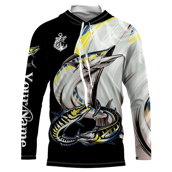 Wahoo saltwater fishing Customize Name UV protection quick dry UPF 30+ long sleeves fishing shirts,gifts for fishing lover NQS2452