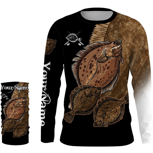 Flounder Fishing Customize Name UV protection long sleeves fishing shirts, gifts for fishing lover NQS2449