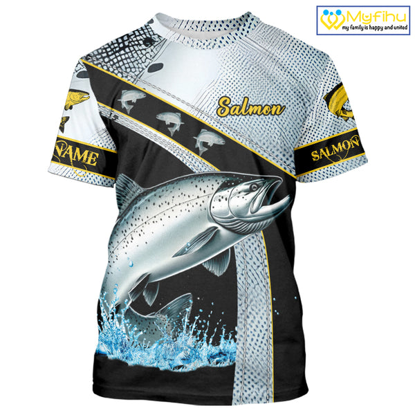 Chinook Salmon fishing scales UV protection Custom long sleeve fishing shirts, Salmon fishing jerseys NQS10216