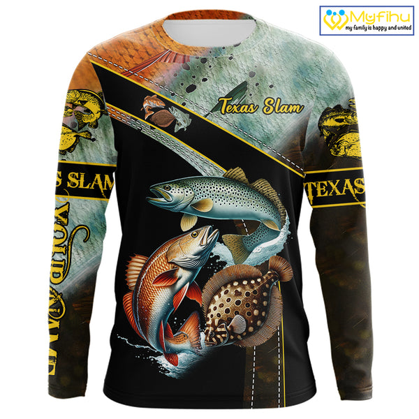 Redfish, Trout, Flounder fishing scales Custom long sleeve fishing shirts, TX Slam fishing jerseys NQS10217