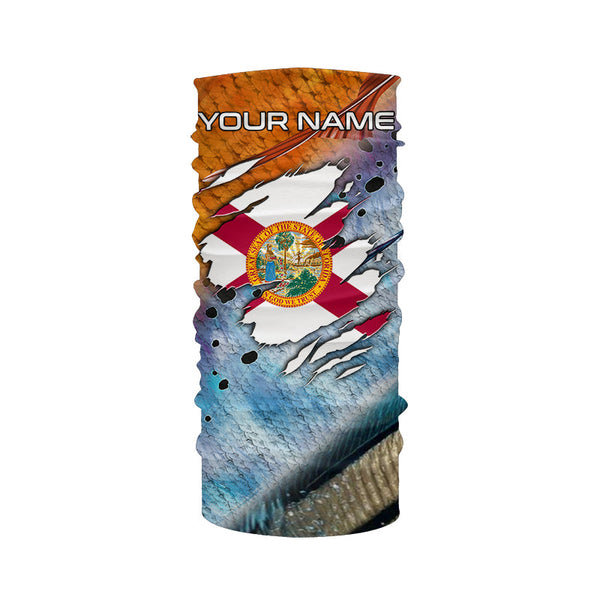 Inshore slam redfish trout snook scales Florida flag Custom patriotic fishing long sleeve shirts NQS8621