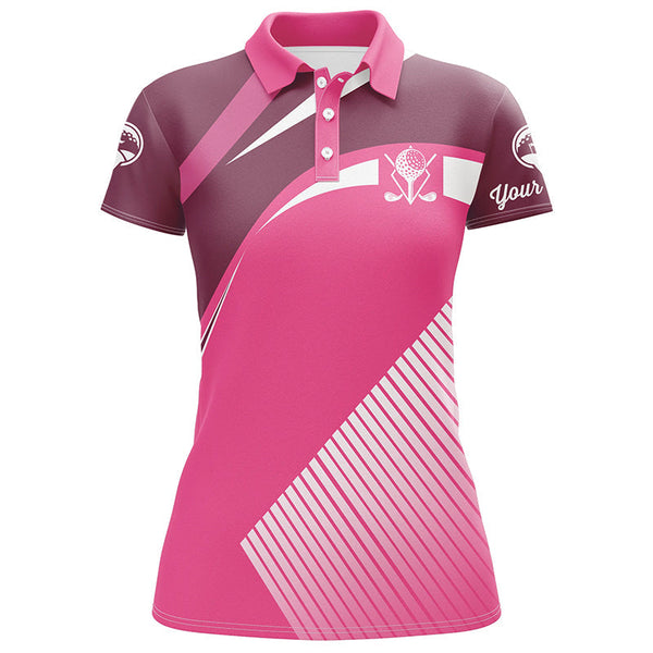 Pink Womens golf polos shirts custom name golf tops for ladies, personalized unique golf gifts NQS7128