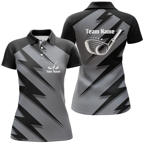 Personalized women golf polo shirts black lightning custom name and team name golf shirt, golfing gift NQS5407