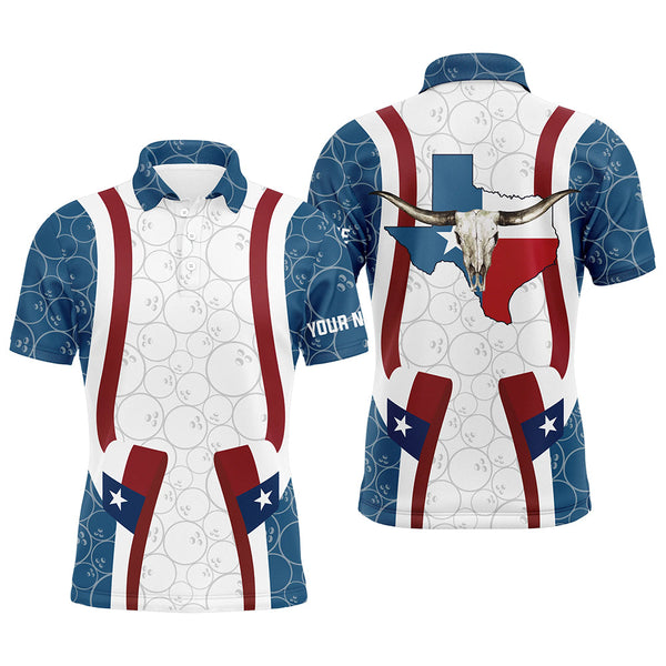 Texas Flag Longhorn Bowling Shirts For Men Bowling Team League Jersey Custom Bowling Polo Shirts NQS6537