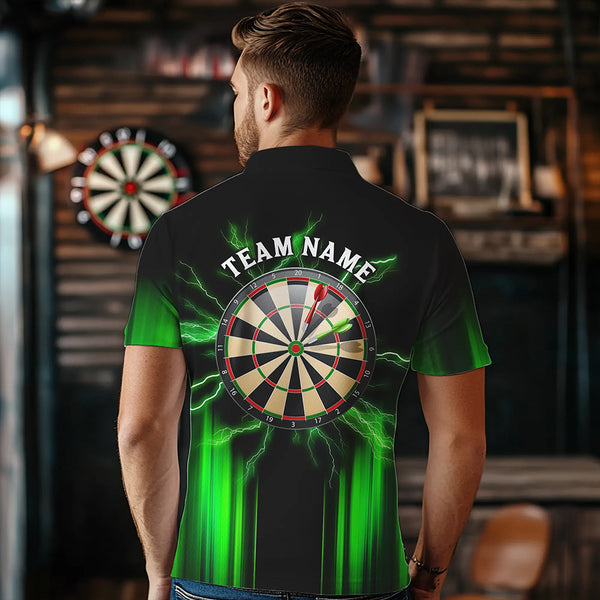Black and Green Light Dart Polo, Quarter Zip Shirt For Men Custom Dart Jerseys For Team NQS9332