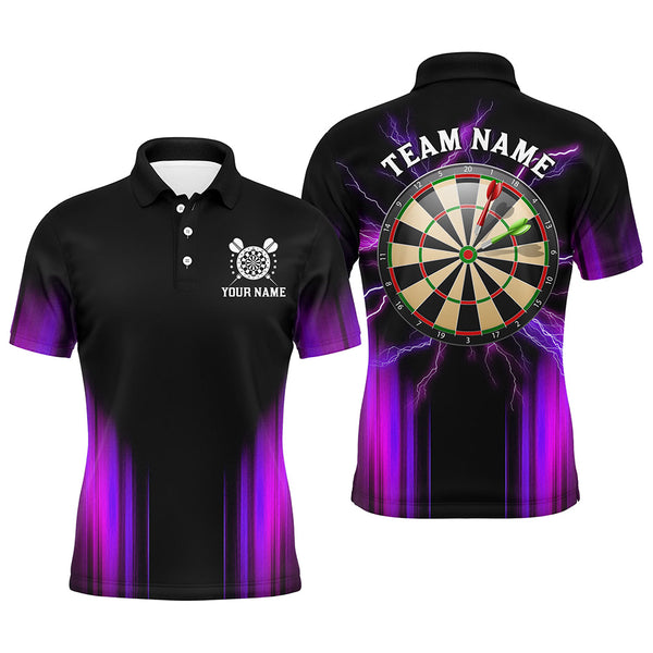 Black and Purple Light Darts Polo, Quarter Zip Shirt For Men Custom Darts Jerseys For Team NQS9334