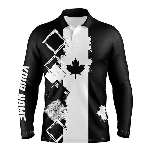 Mens golf polo shirts black Canada flag patriot custom name golf shirts for men, gift for the golfers NQS5160