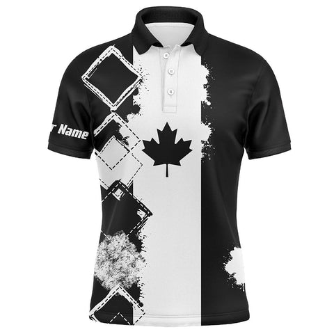 Mens golf polo shirts black Canada flag patriot custom name golf shirts for men, gift for the golfers NQS5160