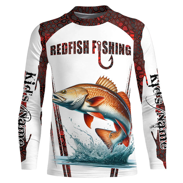 Redfish fishing red camo Custom Name 3D Fishing Shirts UV Protection Gift For Fisherman NQS5168