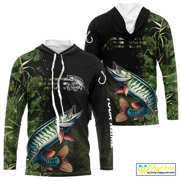 Musky fishing camouflage Custom performance long sleeve Fishing Shirts, Muskellunge Fishing jerseys NQS10081