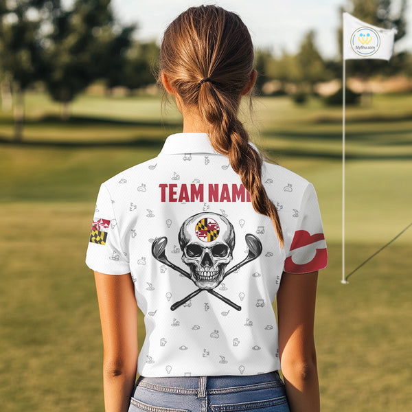 Maryland Flag Golf Clubs Skull Golf Camo Women golf polo shirts Custom Patriotic Golf Team Jersey NQS9937