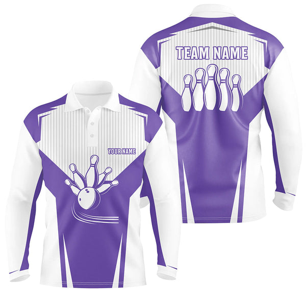 Mens Bowling polo Shirt customized bowling strike team league jerseys, bowler gift | Purple NQS6831