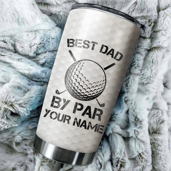 Best Dad By Par Black American Flag Custom Tumbler Cup personalized father's day golf gifts for dad NQS9868