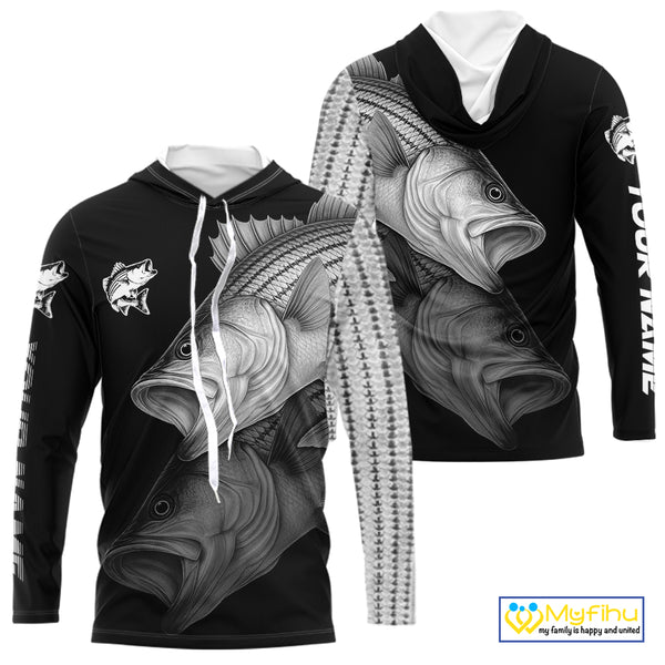 Striped Bass performance Fishing Shirts Custom Striper Fishing Long Sleeve Tournament Fishing Shirts NQS10113