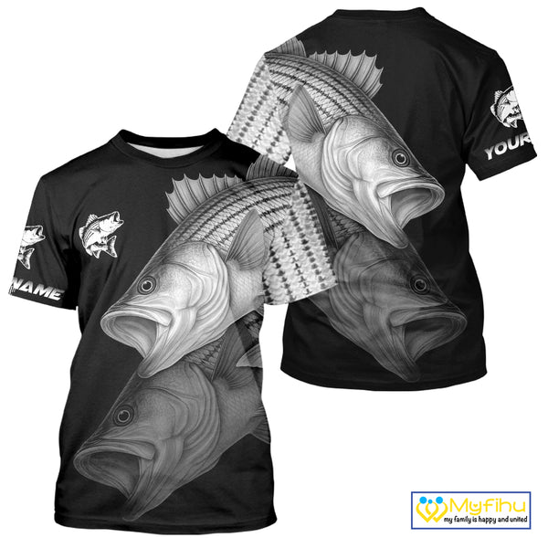 Striped Bass performance Fishing Shirts Custom Striper Fishing Long Sleeve Tournament Fishing Shirts NQS10113