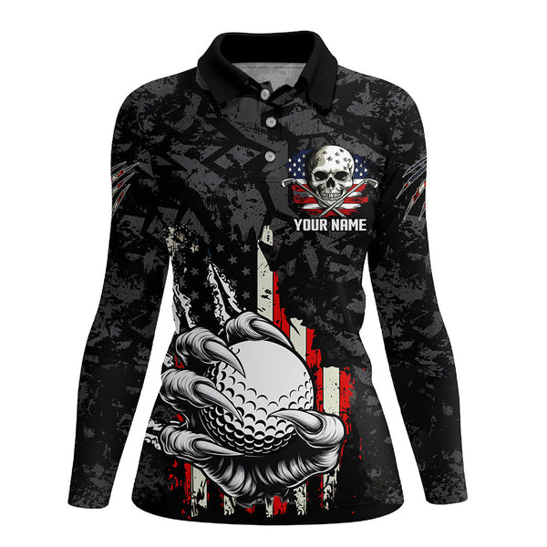 Funny Claw Tearing US Flag Golf Ball Custom Women golf polo shirts, Patriotic Golf Team Jerseys NQS8253