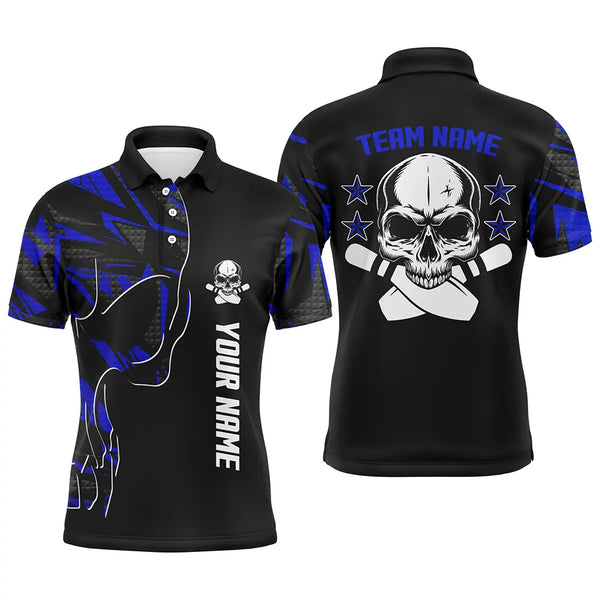 Individuelle blaue Totenkopf-Bowlinghemden für Männer, Team-Bowlingtrikots NQS4553