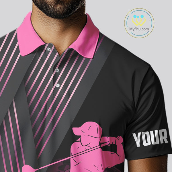 Black and pink Mens golf polo shirts custom golf clubs team golf shirts, golf tops for men NQS10117