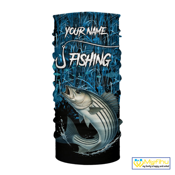 Striped Bass Fishing blue camo Custom UV protection Striper long sleeves fishing shirts NQS10122