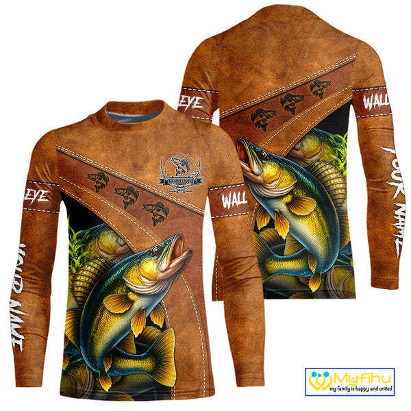 Walleye fishing UV protection custom name fishing shirts, performance shirts for men, women, kid NQS10265