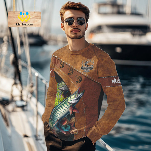 Musky fishing UV protection custom name fishing shirts, performance shirts for men, women, kid NQS10266