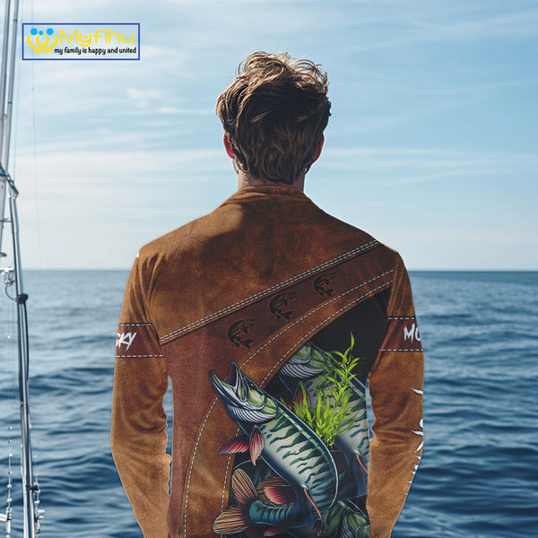 Musky fishing UV protection custom name fishing shirts, performance shirts for men, women, kid NQS10266