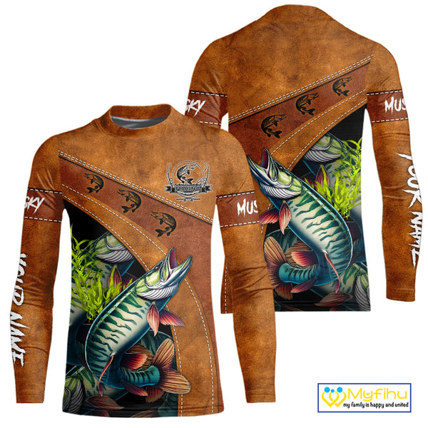 Musky fishing UV protection custom name fishing shirts, performance shirts for men, women, kid NQS10266