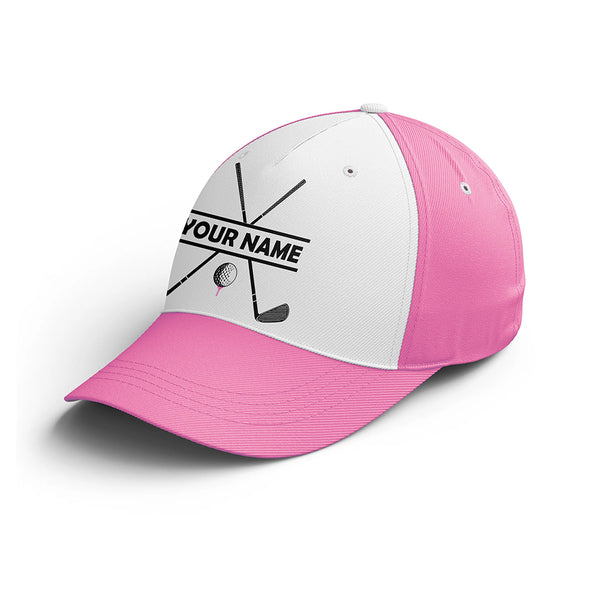 Women Golfer hat custom name pink and white golf hats Unisex Baseball women golf hats, golfing gift NQS6606