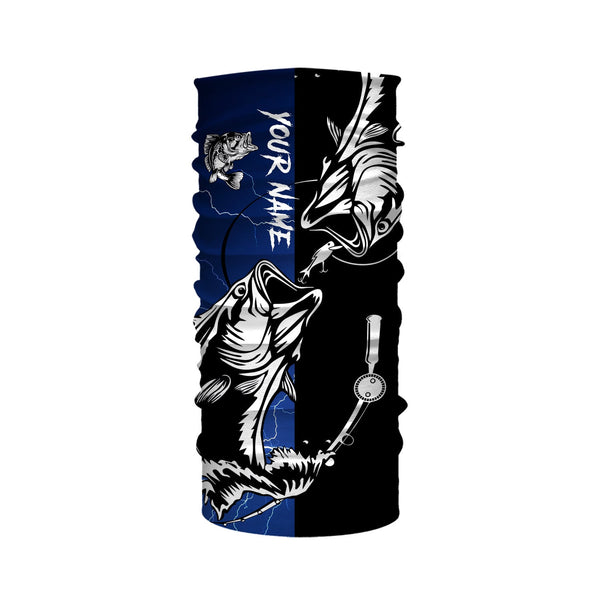 Bass fishing tattoo blue shirt UV protection Customize name fishing shirts NQS1462