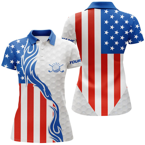 Red, white, and blue American flag Women golf polo shirts custom patriotic golf shirts for women NQS5505