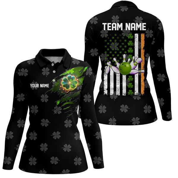 Black camo clovers American Flag Womens bowling shirts Custom St Patrick Day team bowling jerseys NQS8311