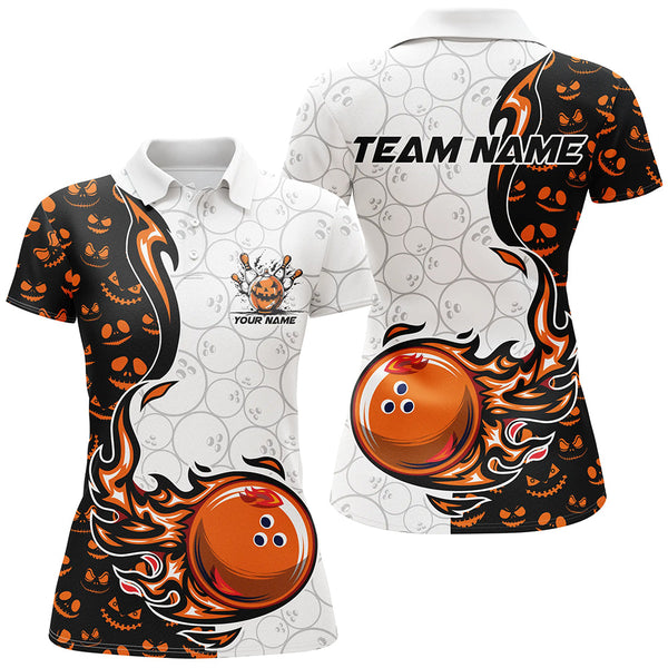Halloween pattern Womens bowling Polo, Quarter zip shirts custom Team bowling jerseys bowling outfits NQS8090