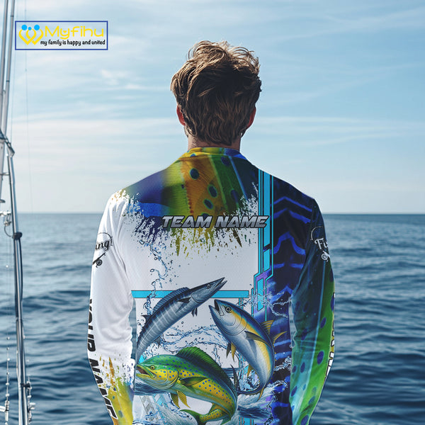 Mahi Mahi, Wahoo, Tuna slam fishing scales custom fishing team jerseys, Offshore fishing apparel NQS9997