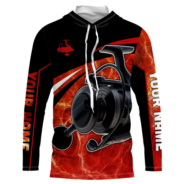 Fishing reel red and black performance Fishing Shirts Custom Name 3D All over printed shirts NQS2533