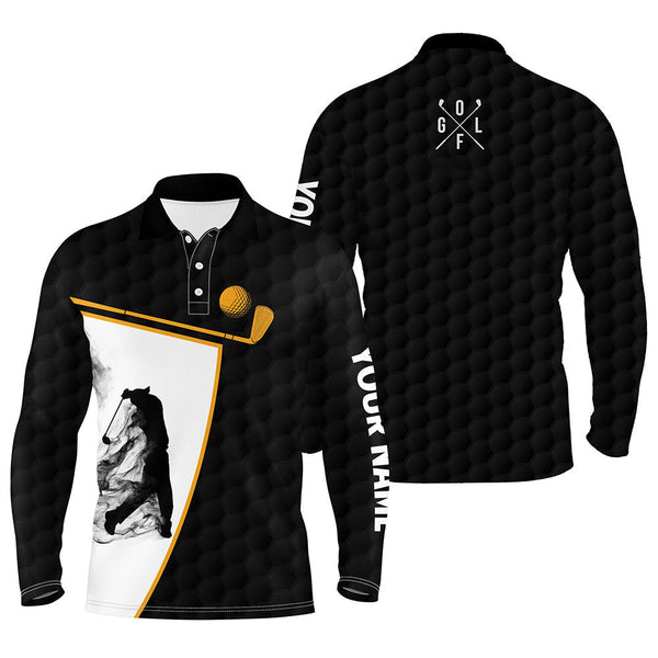 Black and white Mens golf polo shirts custom golf ball shirt for men, best men golf wear NQS6213