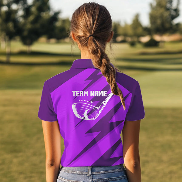 Women golf polo shirts purple lightning custom name and team name golf shirt, golfing gifts NQS9429