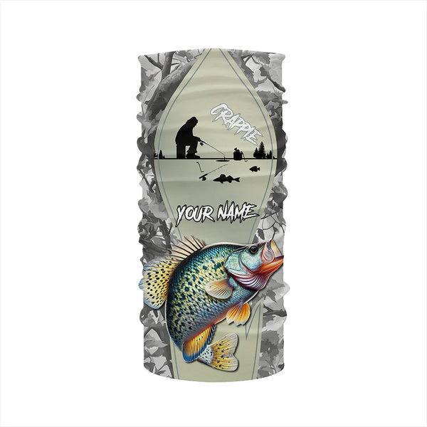 Personalized Winter camo Crappie Ice Fishing Shirts Custom Team Crappie Long Sleeve Fishing Jersey NQS9288