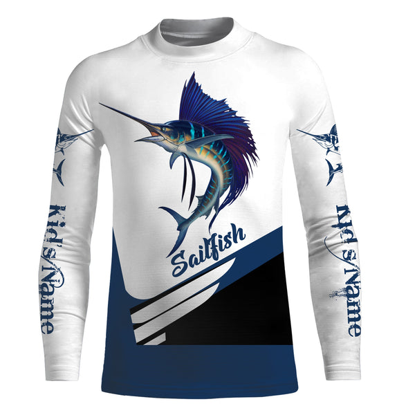 Sailfish fishing saltwater sportfishing Custom Name UV protection UPF 30+ fishing jersey NQS3013