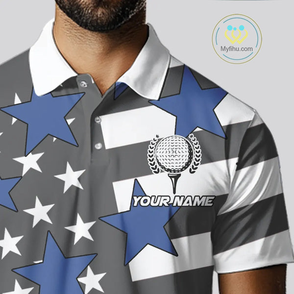 Gray and White American Flag Eagle Golf Polo shirt for Men Custom patriotic team golf outfit for men NQS9798