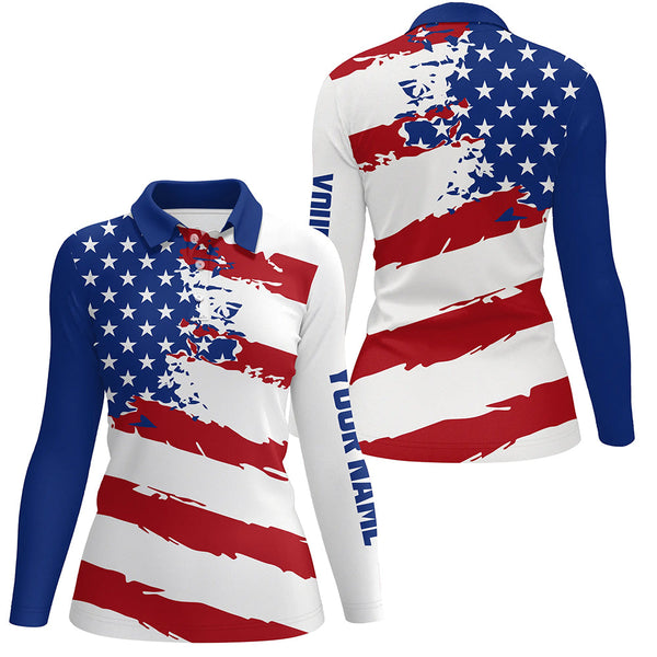 American flag golf clubs patriotic custom name Womens golf polo shirts team ladies golf tops NQS5597