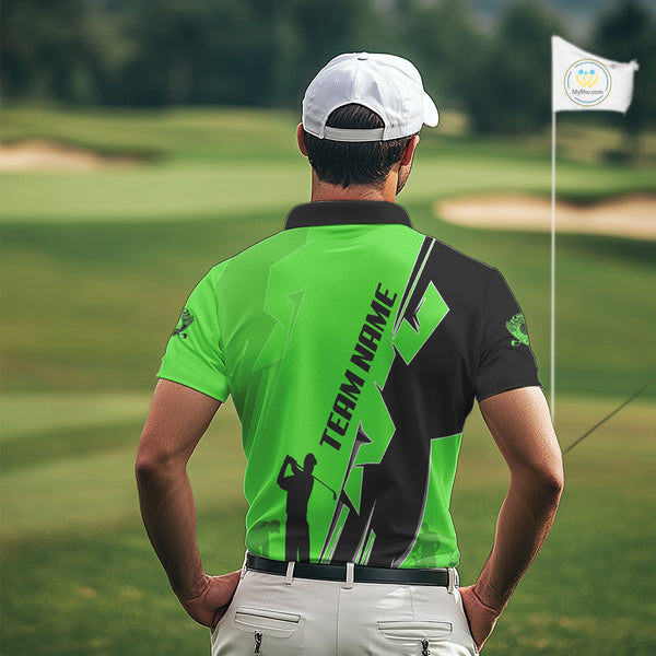 Mens golf polo shirts custom green and black golf tops for men, best golf gifts NQS10063