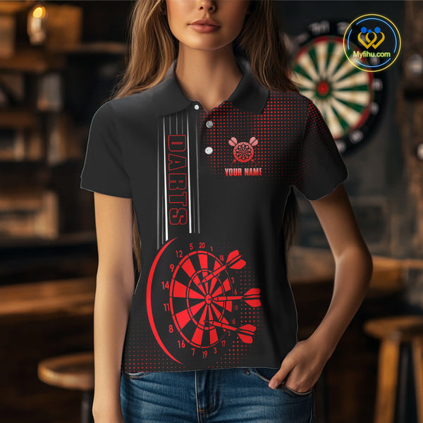 Personalized Black and Red Darts Shirt For Women Custom Dart Outfit Team Jerseys NQS10593