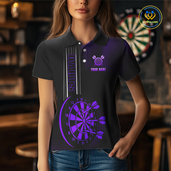 Personalized Black and Purple Darts Shirt For Women Custom Dart Outfit Team Jerseys NQS10594