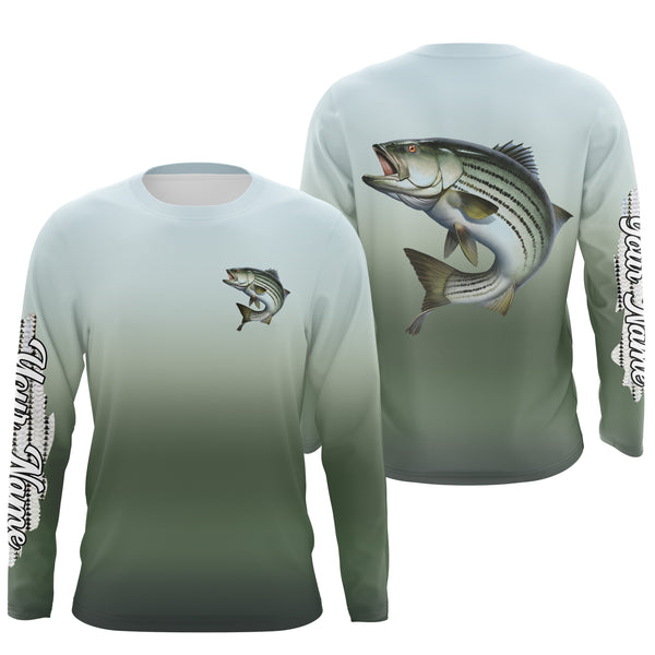 Striped Bass fishing Custom sun protection long sleeve fishing jersey, Striper fishing shirts NQS4050